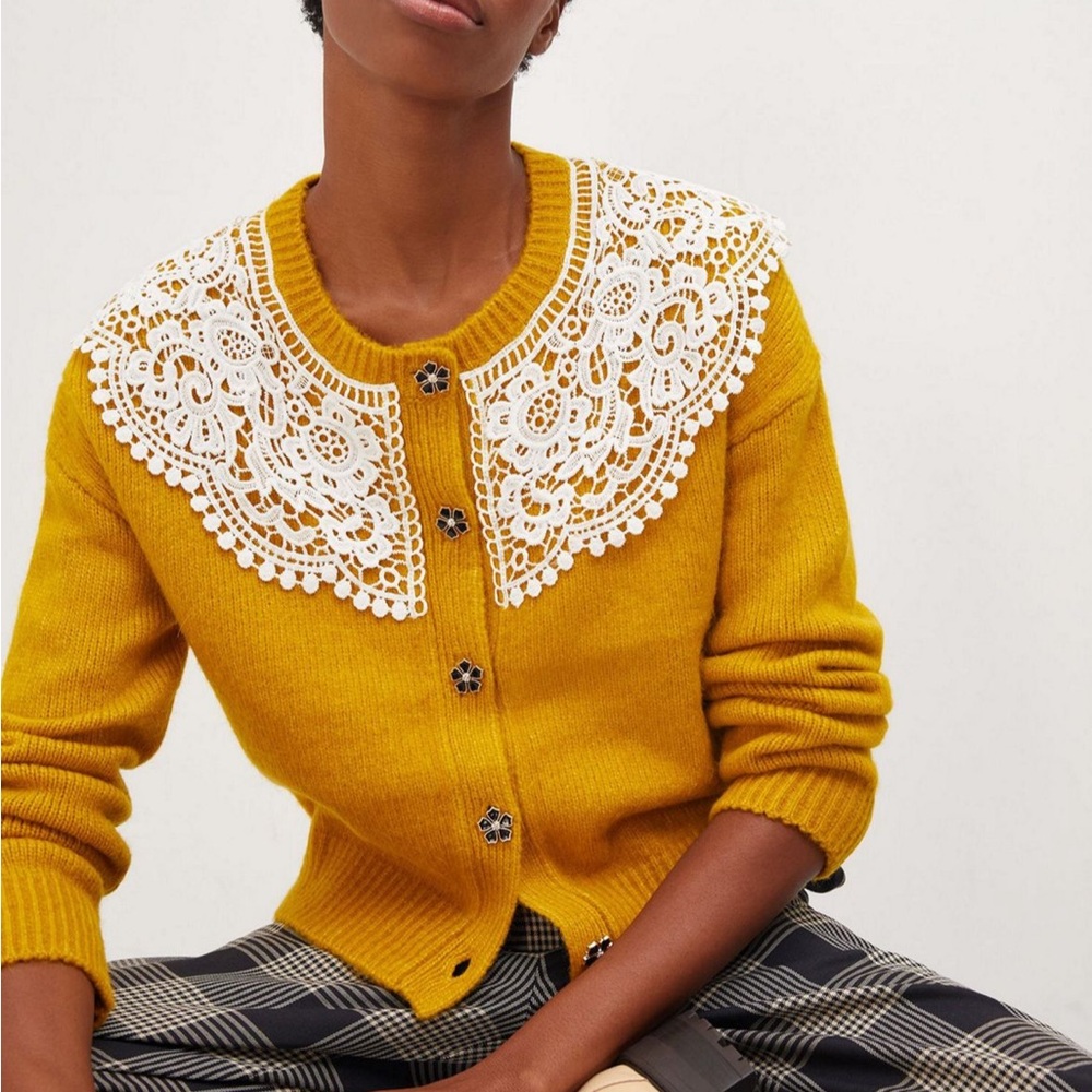 Anthropologie Maeve Gold Vintage-Inspired Cardigan
